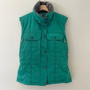 Nevica Vintage Ski Vest Quilted Retro Green Fleece Size 8 Apres Ski Gaper Day